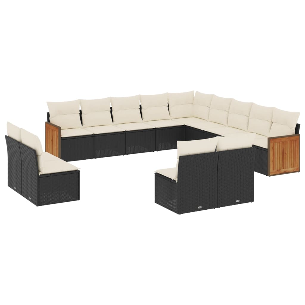 Garden Sofa Set Black PE Rattan Large Modular Garden Sofa Set