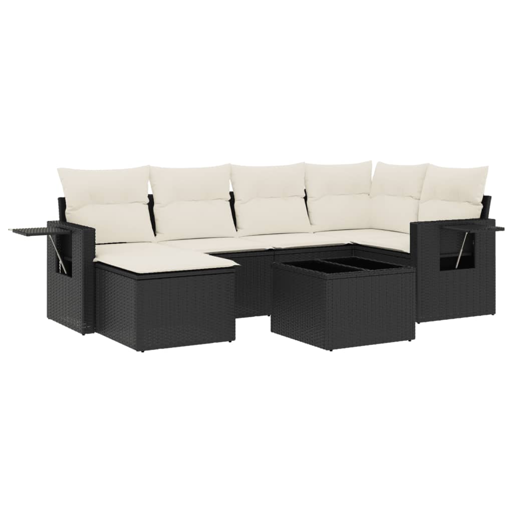 Garden Sofa Set Black PE Rattan Large Modular Garden Sofa Set