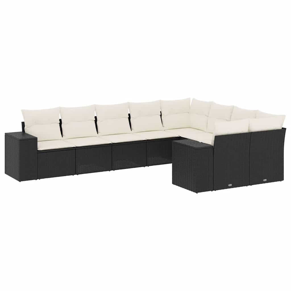 Garden Sofa Set Black PE Rattan Large Modular Garden Sofa Set