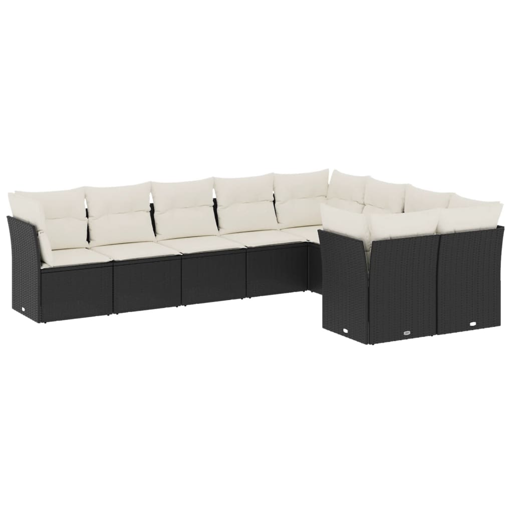 Garden Sofa Set Black PE Rattan Large Modular Garden Sofa Set