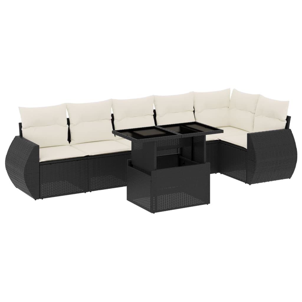 Garden Sofa Set Black PE Rattan Large Modular Garden Sofa Set