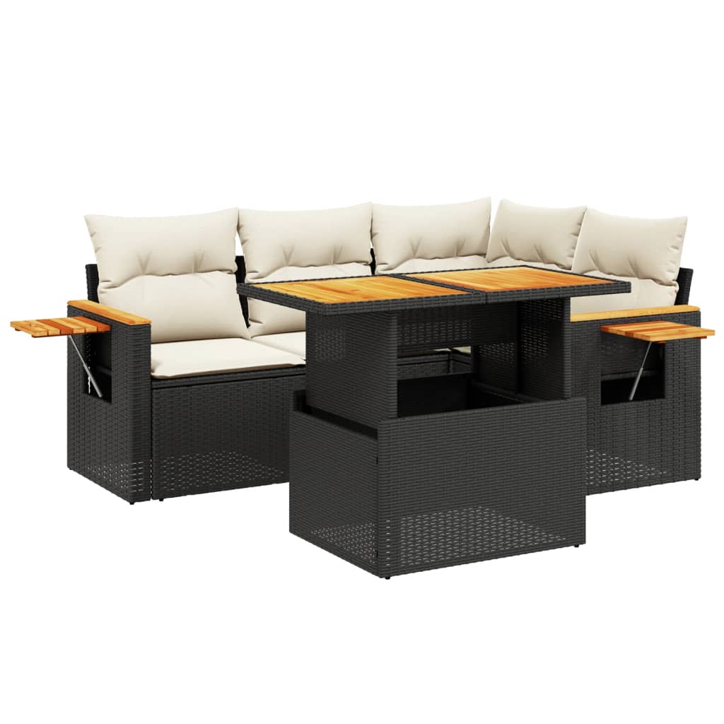 Garden Sofa Set Black PE Rattan Large Modular Garden Sofa Set