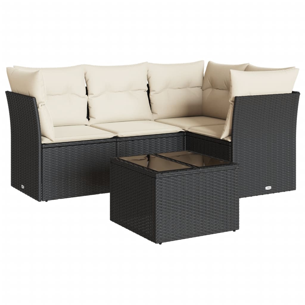 Garden Sofa Set Black PE Rattan Large Modular Garden Sofa Set