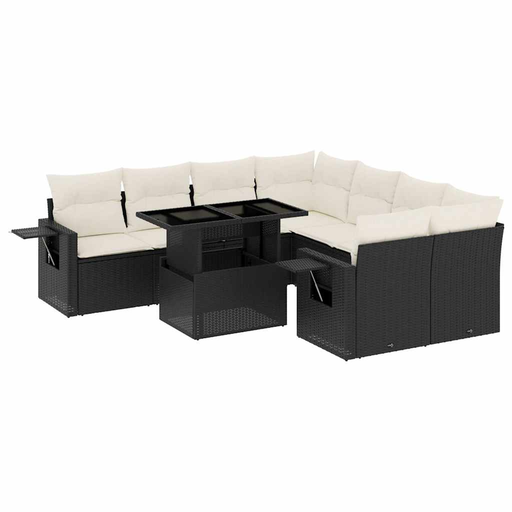 Garden Sofa Set Black PE rattan Large Modular Garden Sofa Set