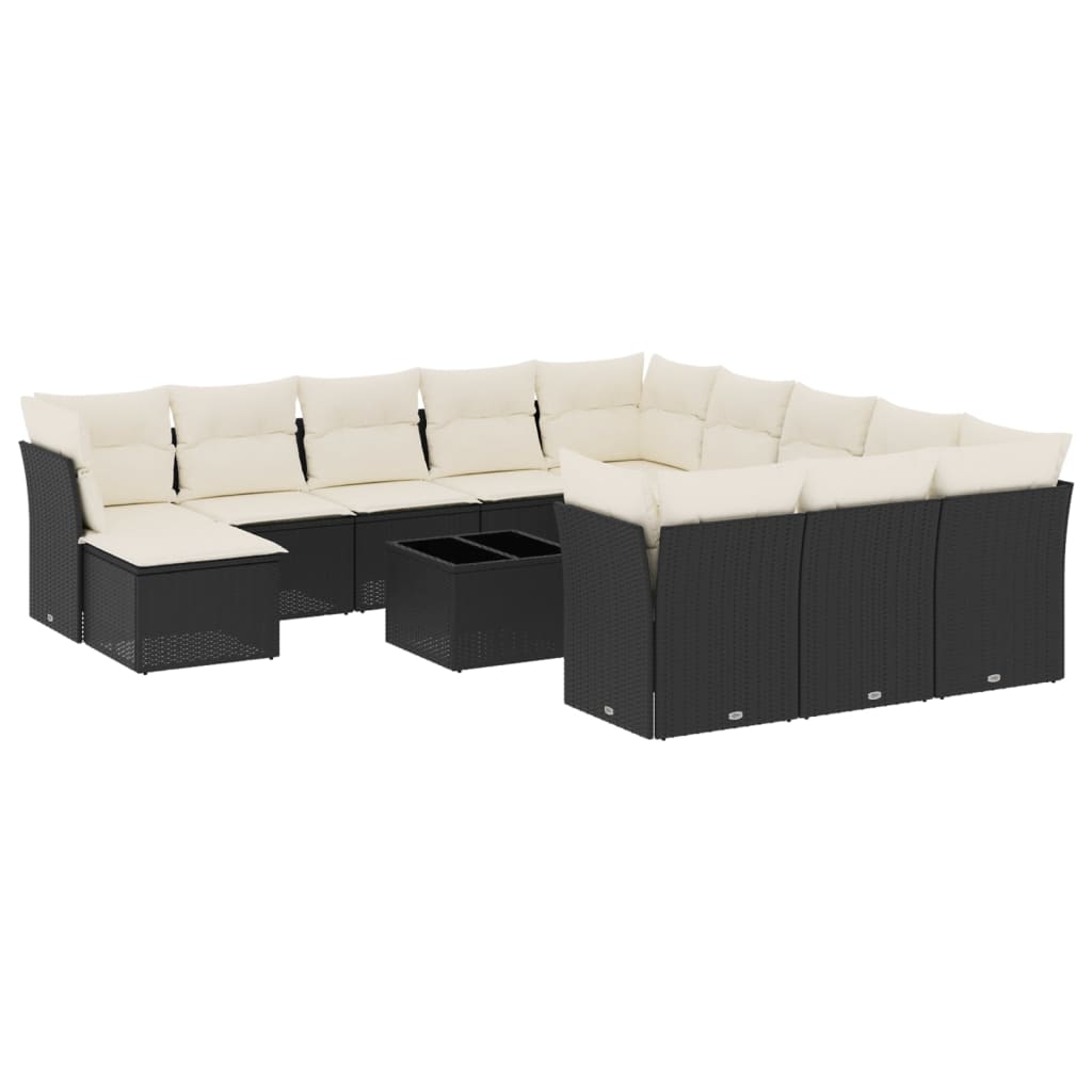 Garden Sofa Set Black PE Rattan Large Modular Garden Sofa Set