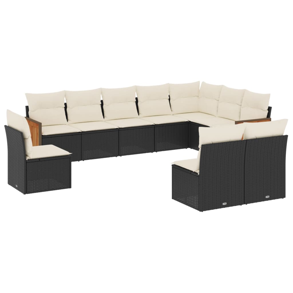 Garden Sofa Set Black PE Rattan Large Modular Garden Sofa Set
