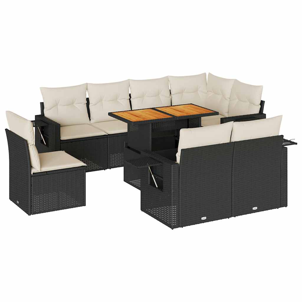 Garden Sofa Set Black PE Rattan Large Modular Garden Sofa Set
