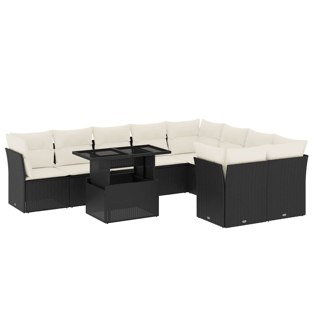 Garden Sofa Set Black PE Rattan Large Modular Garden Sofa Set