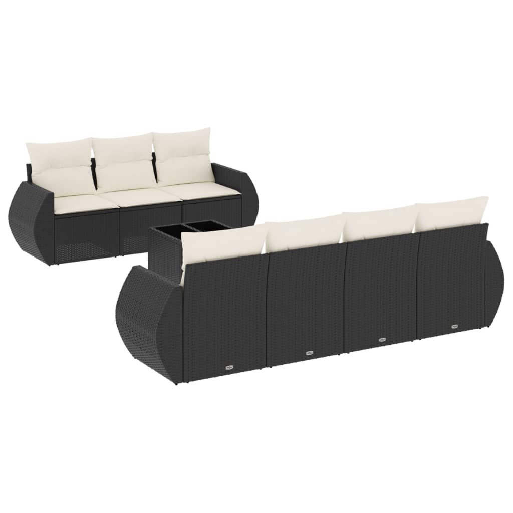Garden Sofa Set Black PE Rattan Large Modular Garden Sofa Set