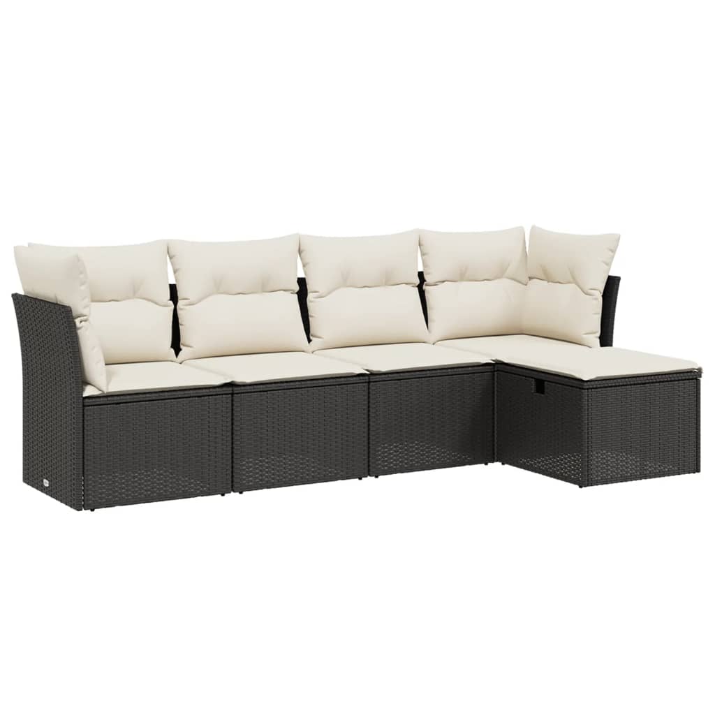 Garden Sofa Set Black PE Rattan Large Modular Garden Sofa Set