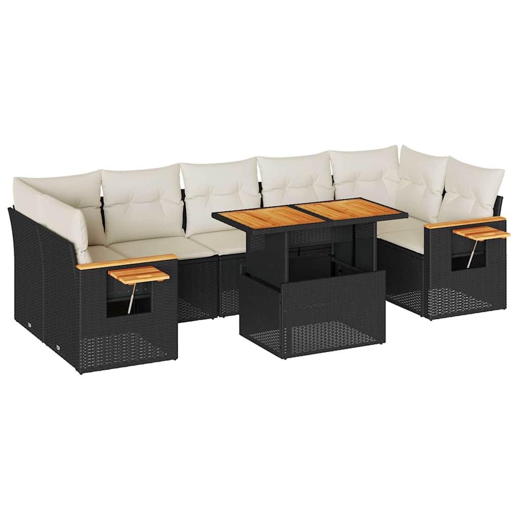 Garden Sofa Set Black PE Rattan Large Modular Garden Sofa Set