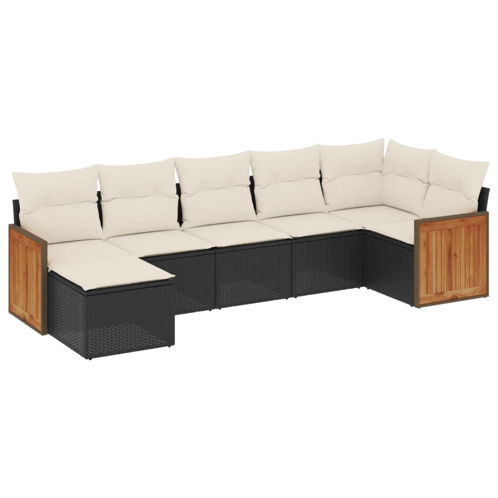 Garden Sofa Set Black PE Rattan Large Modular Garden Sofa Set