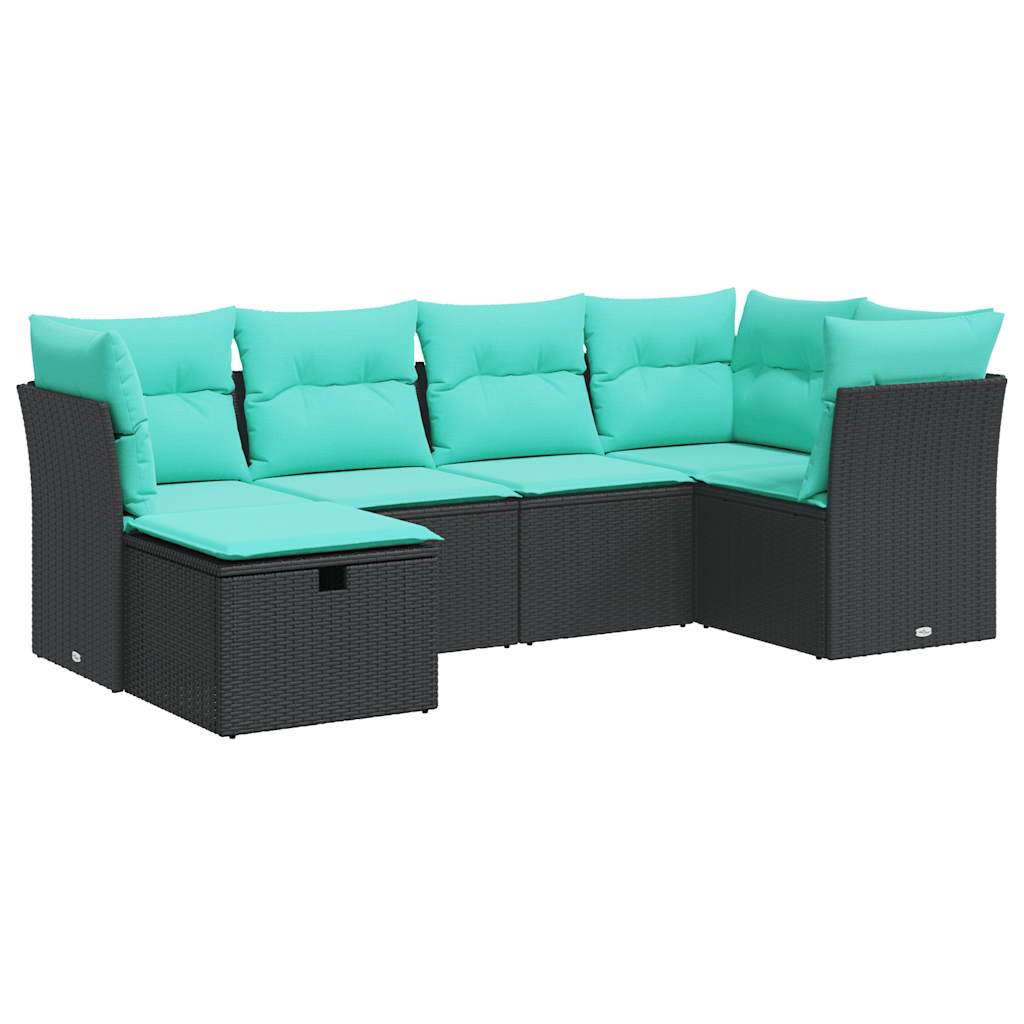 Garden Sofa Set Black PE Rattan Large Removable Covers