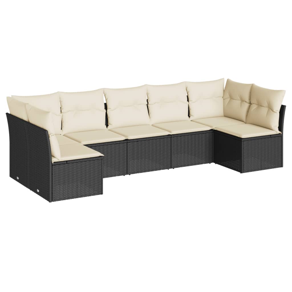 Garden Sofa Set Black PE Rattan Large Removable Covers