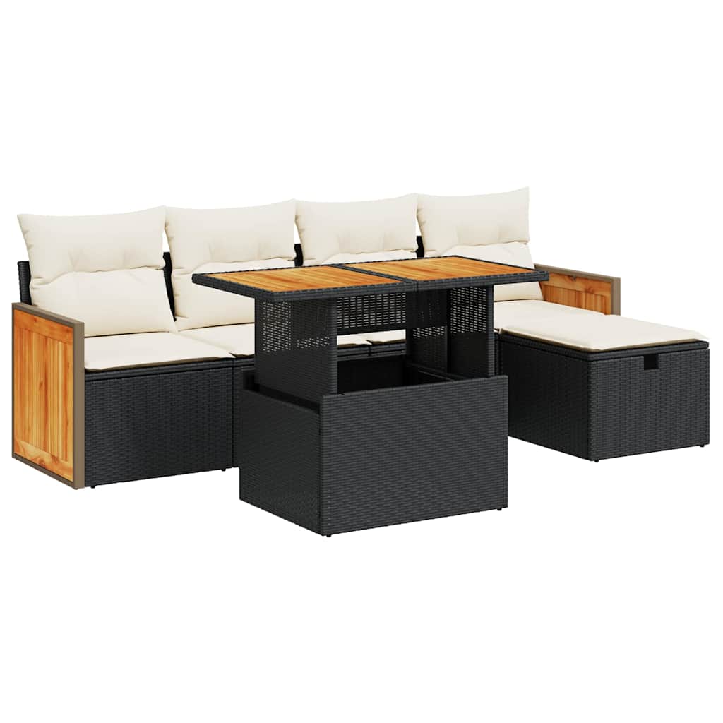 Garden Sofa Set Black PE rattan Large Removable Covers