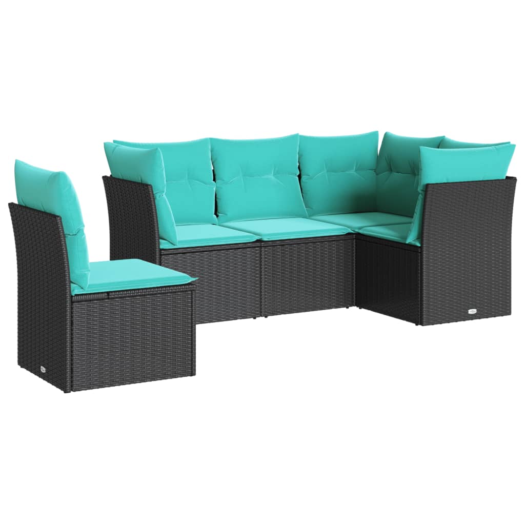 Garden Sofa Set Black PE Rattan Large UV-Resistant Materials