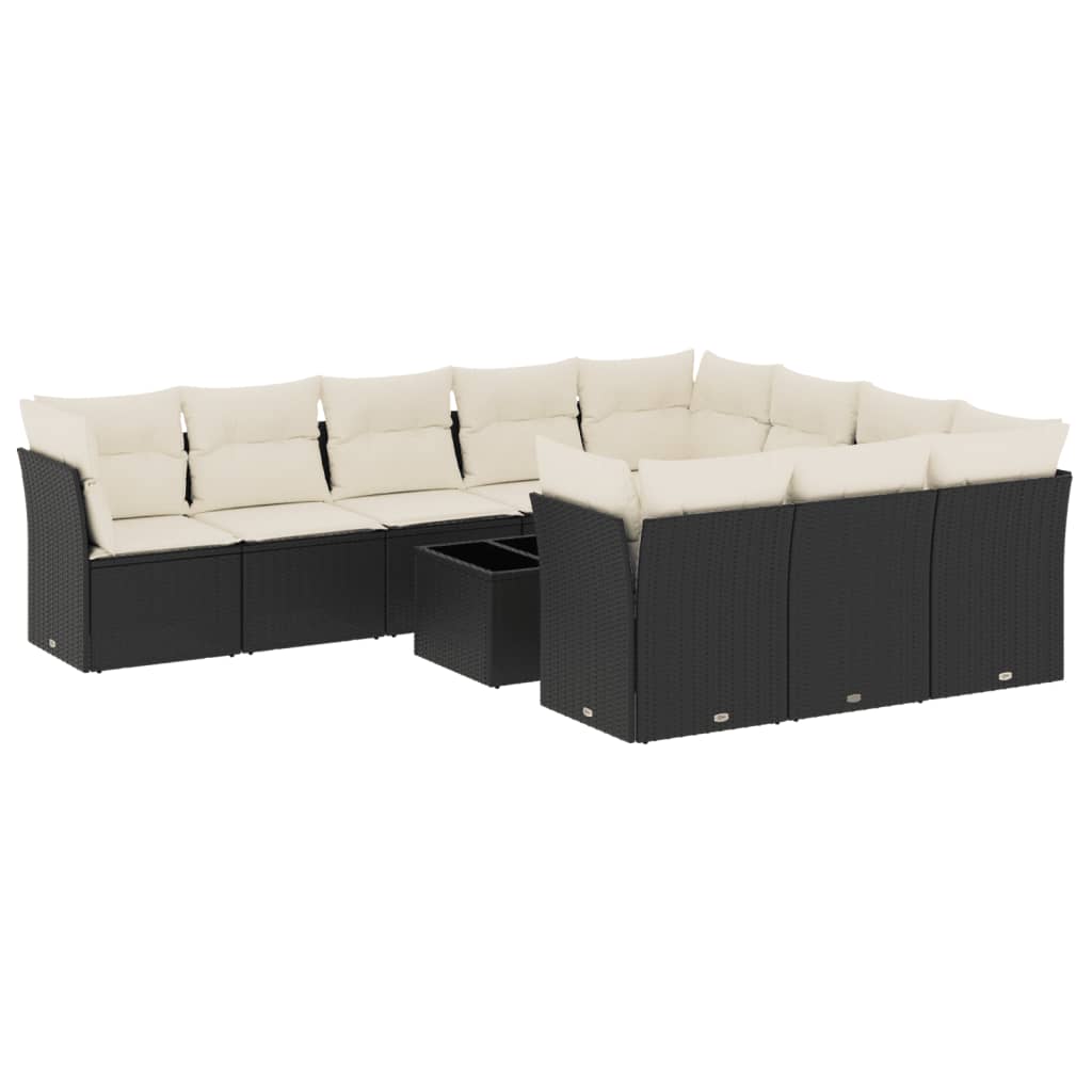 Garden Sofa Set Black PE rattan Large UV-resistant materials
