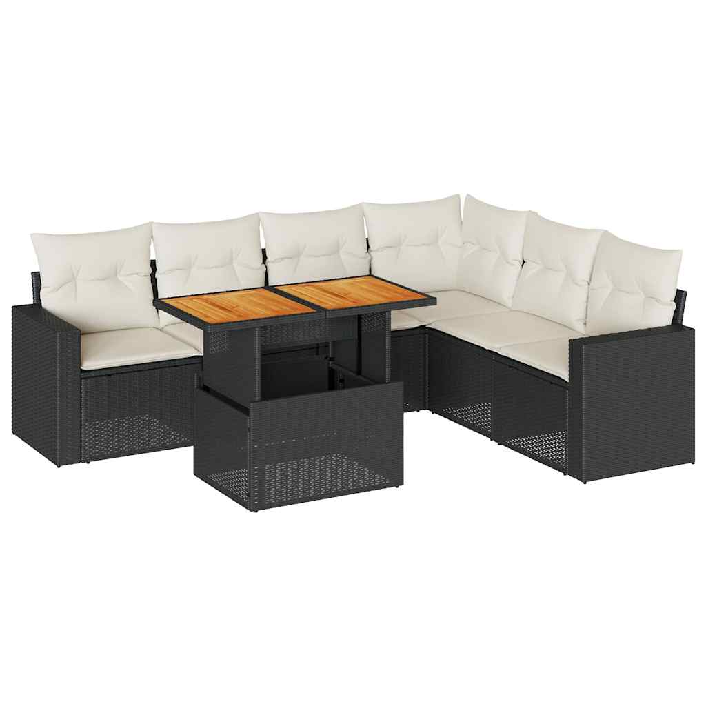 Garden Sofa Set Black PE rattan Large UV-resistant materials