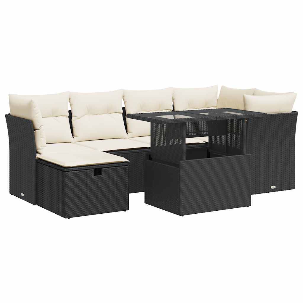 Garden Sofa Set Black PE Rattan Large UV-resistant materials