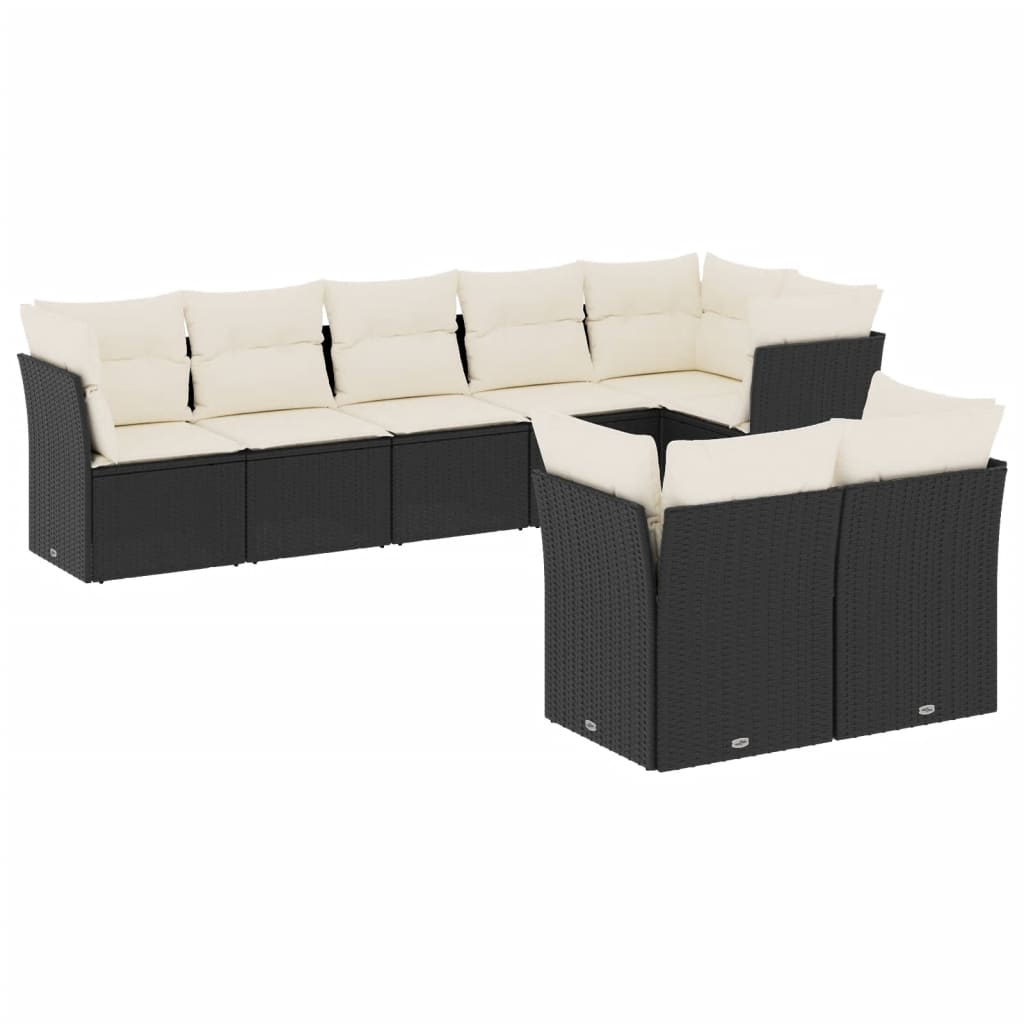 Garden Sofa Set Black PE rattan Large UV-resistant materials