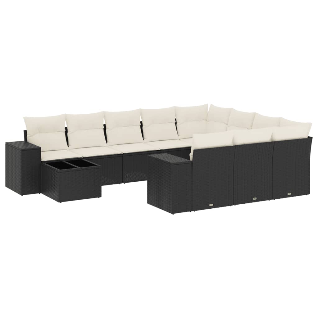 Garden Sofa Set Black PE rattan Large UV-resistant