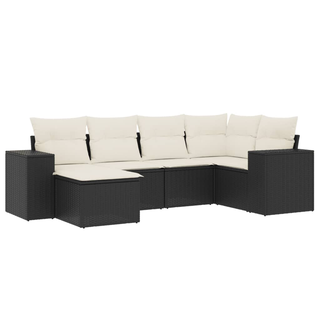 Garden Sofa Set Black PE Rattan Lounge Set Adjustable Feet