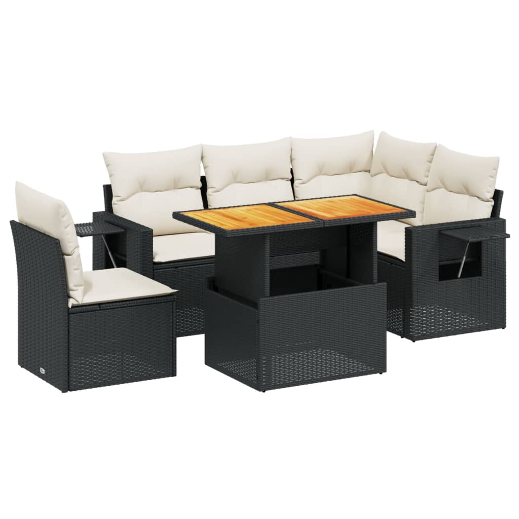 Garden Sofa Set Black PE rattan Medium Adjustable Armrests