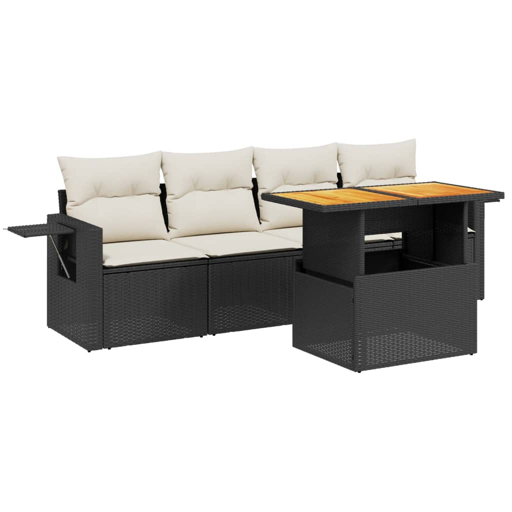 Garden Sofa Set Black PE rattan Medium Adjustable Armrests