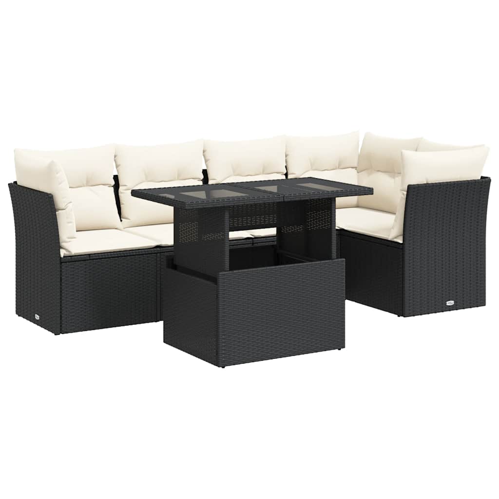 Garden Sofa Set Black PE Rattan Medium Adjustable Armrests
