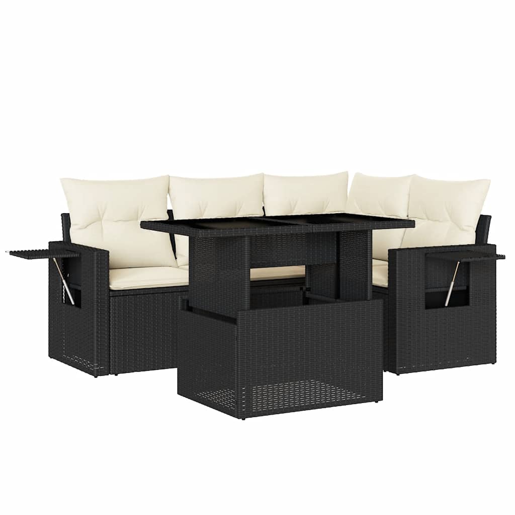 Garden Sofa Set Black PE rattan Medium Adjustable Armrests