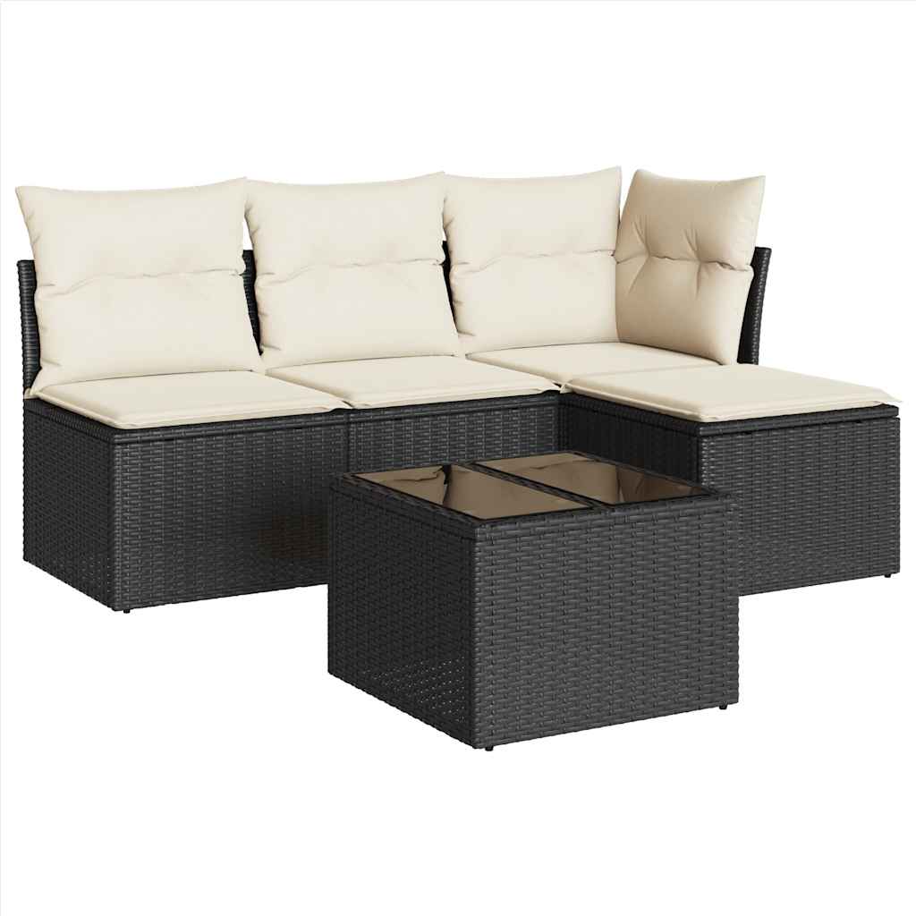 Garden Sofa Set Black PE rattan Medium Adjustable Feet