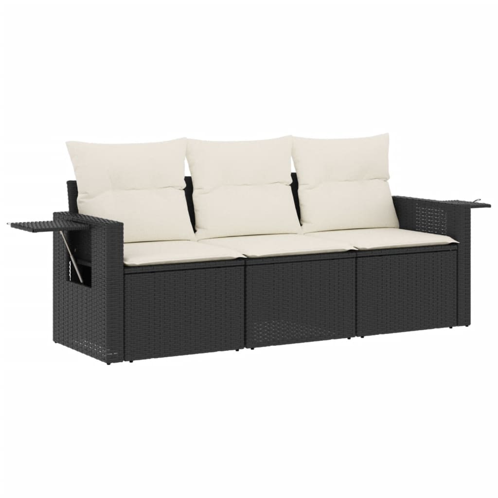 Garden Sofa Set Black PE Rattan Medium Modular Garden Sofa Set