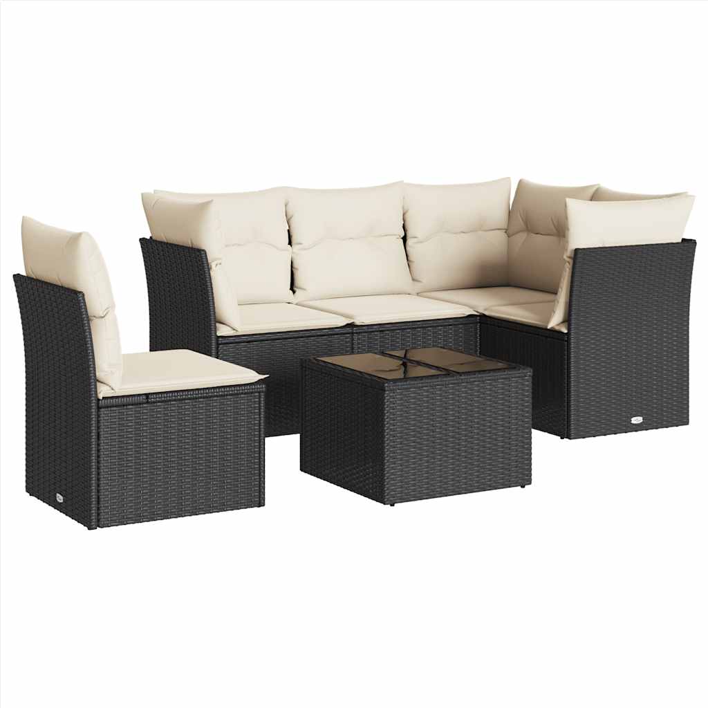 Garden Sofa Set Black PE Rattan Medium Modular Garden Sofa Set