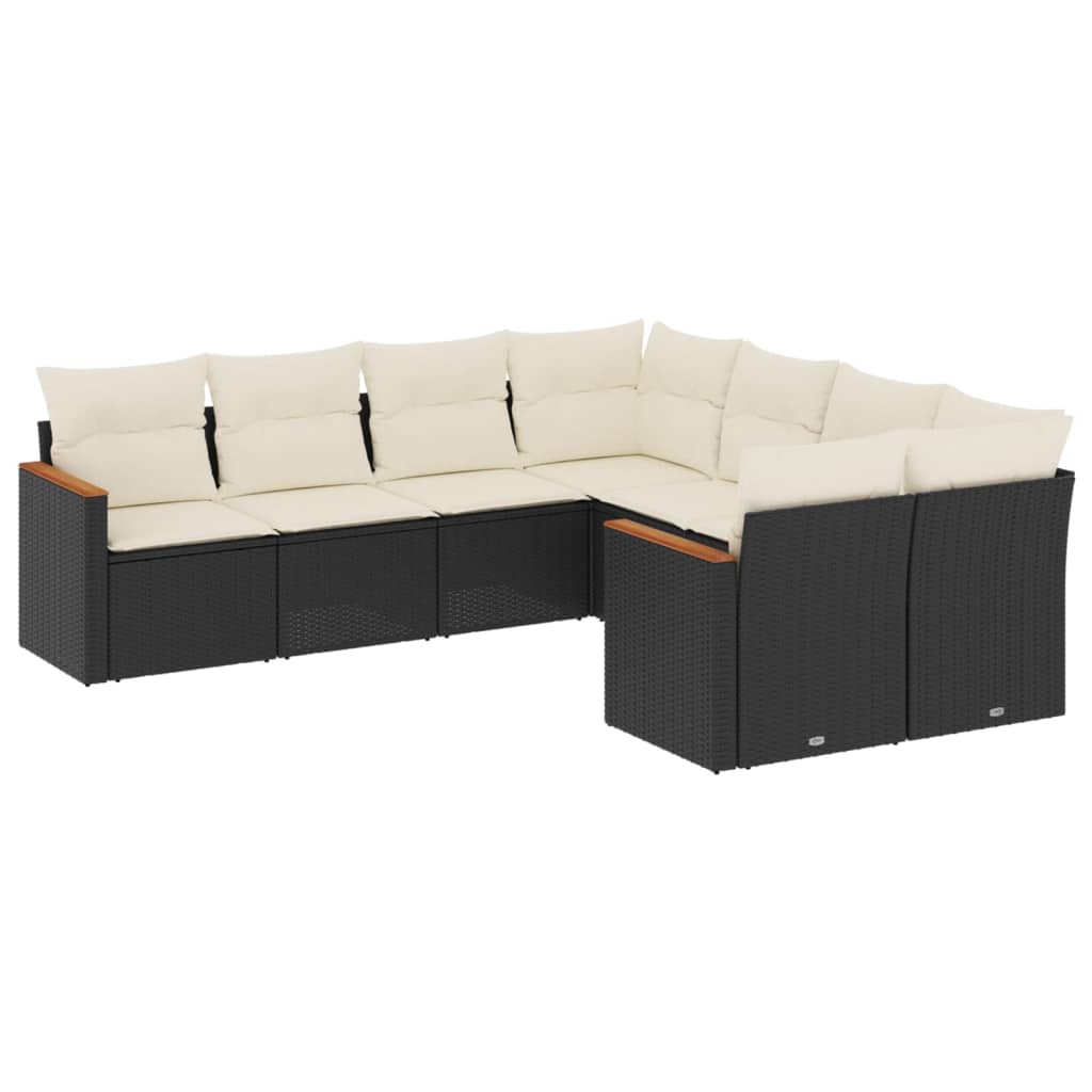Garden Sofa Set Black PE Rattan Medium Removable Covers