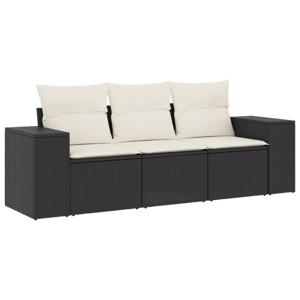 Garden Sofa Set Black PE rattan Moderate Adjustable Feet