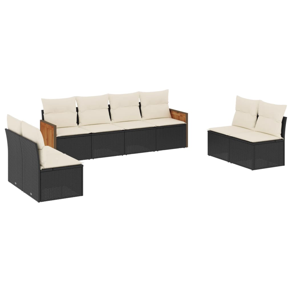 Garden Sofa Set Black PE rattan Modular Adjustable Feet