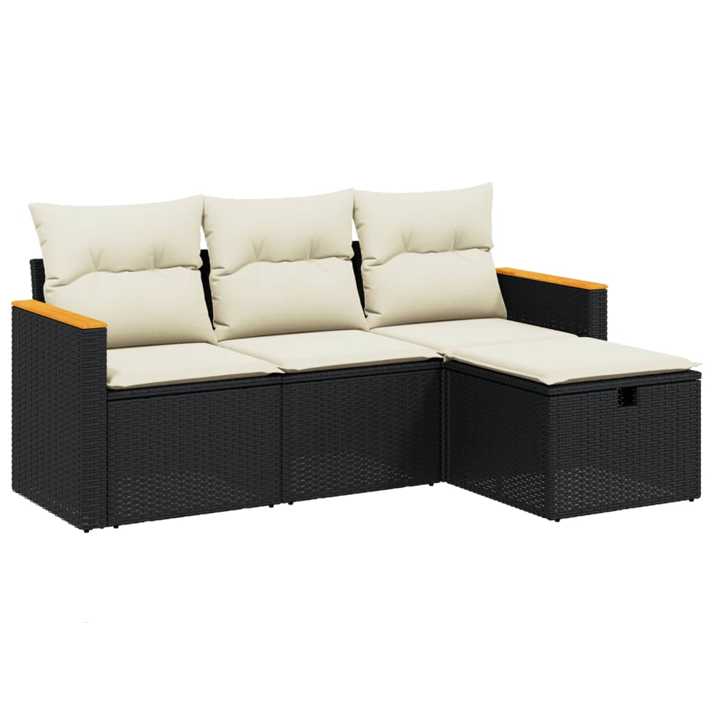 Garden Sofa Set Black PE Rattan Modular UV-resistant materials