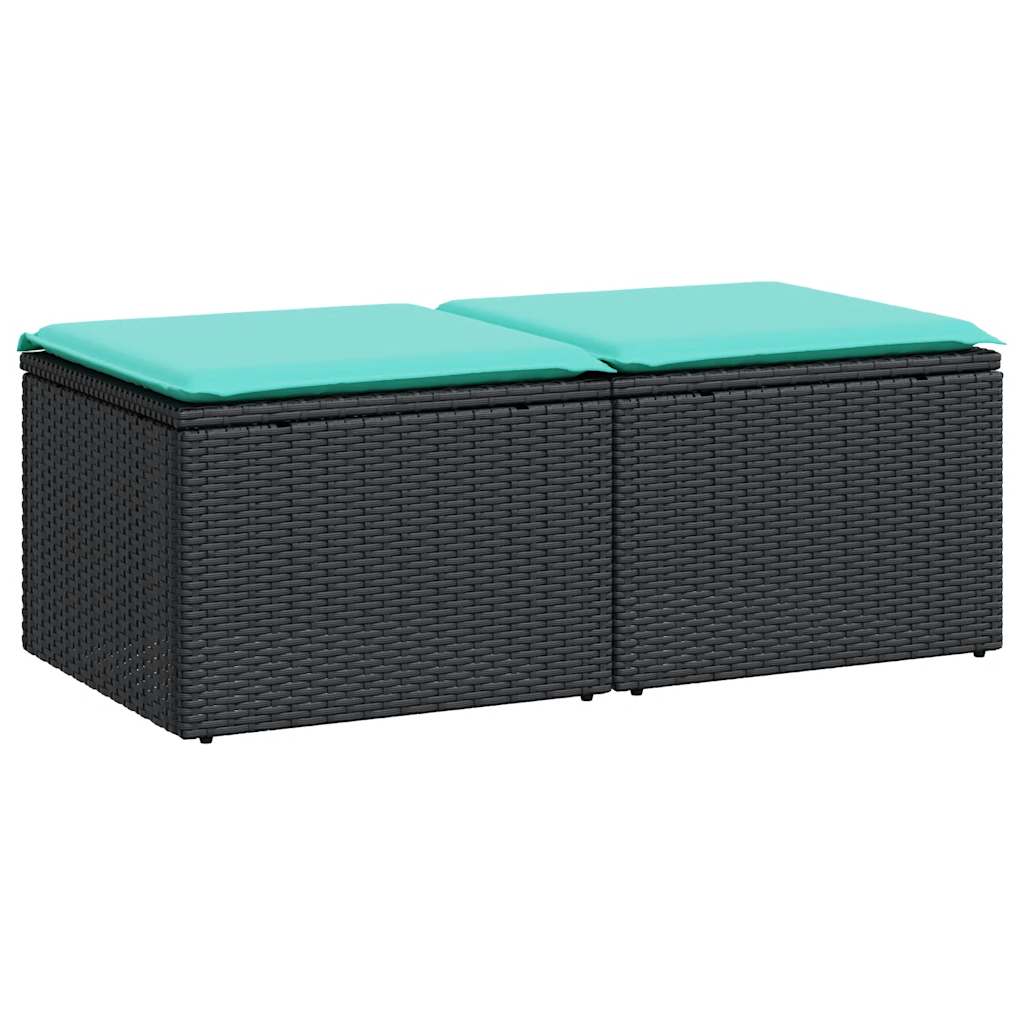 Garden Sofa Set Black PE rattan, powder-coated steel Medium
