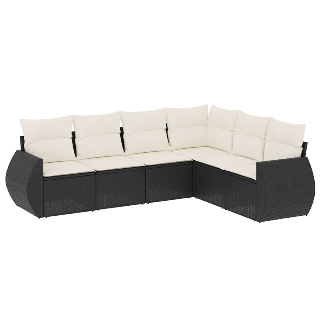 Garden Sofa Set Black PE rattan, powder-coated steel, Polyester
