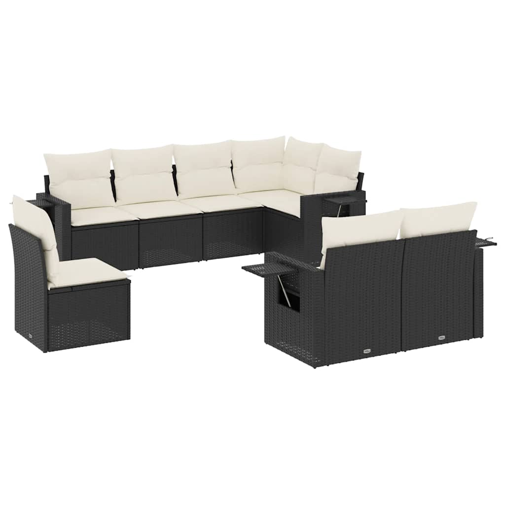 Garden Sofa Set Black PE Rattan Spacious Modular