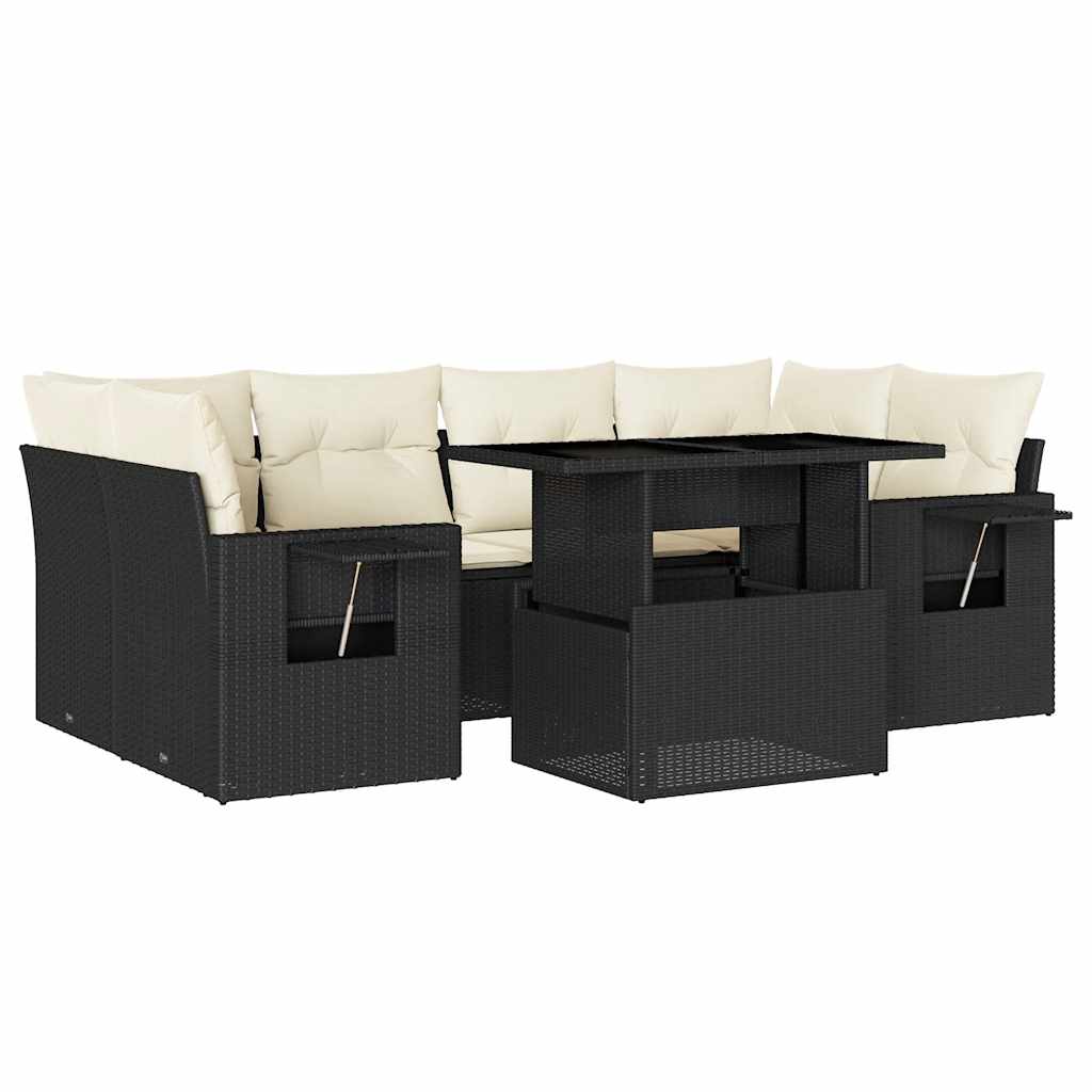 Garden Sofa Set Black PE rattan Standard Adjustable Armrests