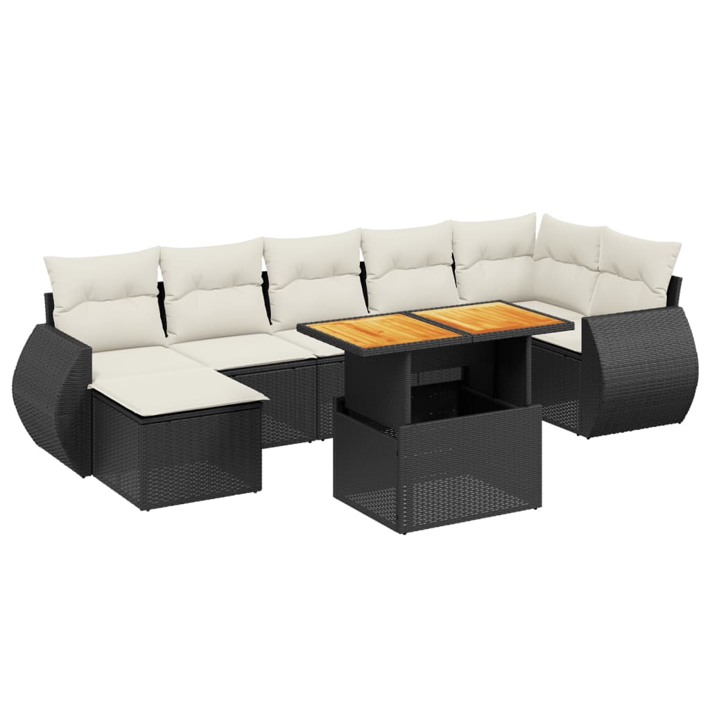 Garden Sofa Set Black PE rattan Standard Adjustable Armrests