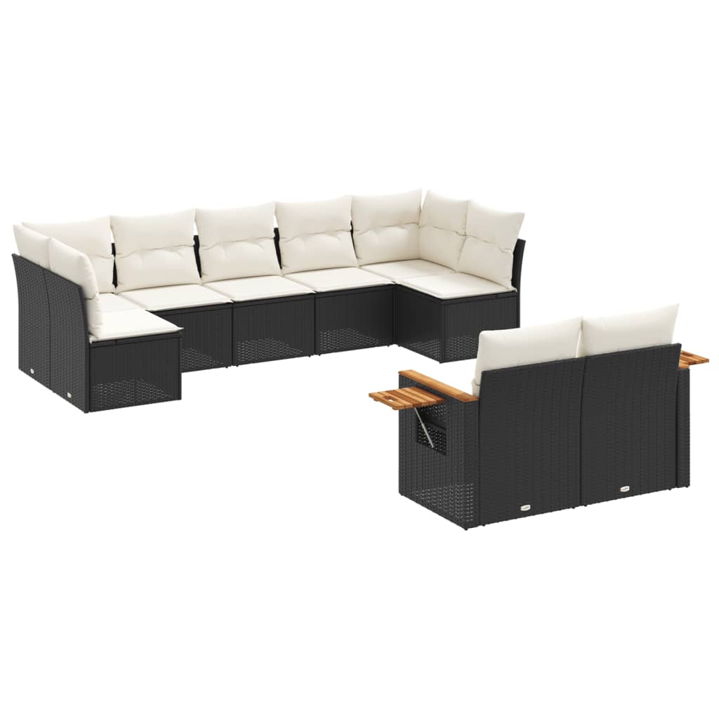 Garden Sofa Set Black PE rattan Standard Adjustable Feet