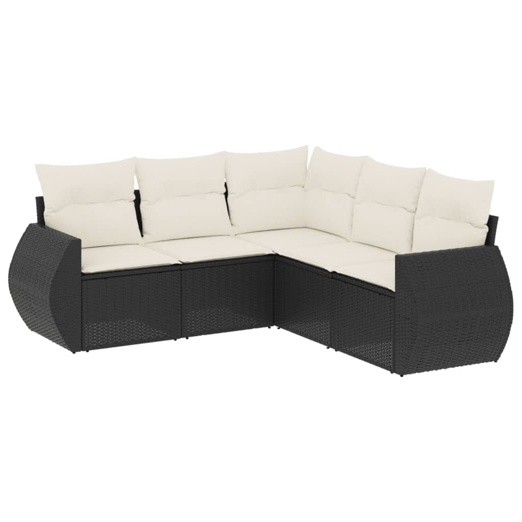 Garden Sofa Set Black PE Rattan Standard Modular