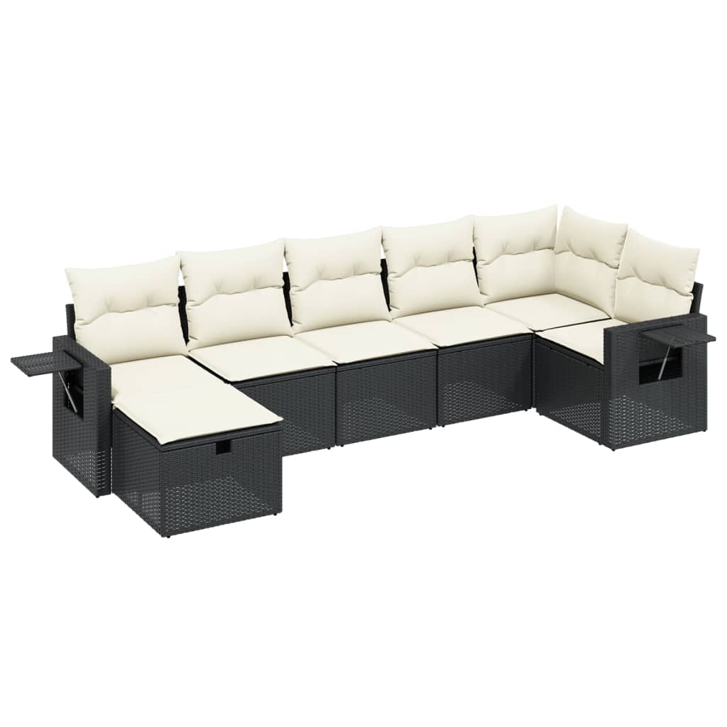 Garden Sofa Set Black PE Rattan, Steel Large Modular