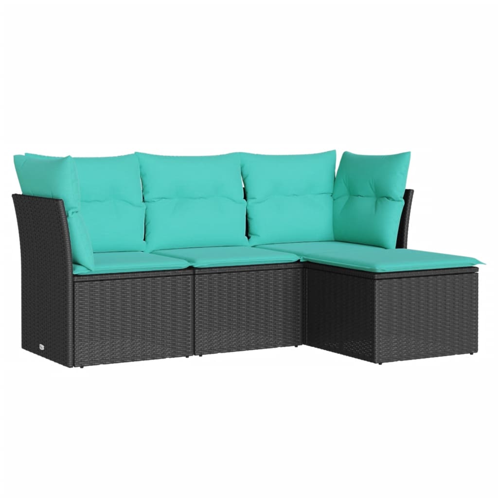 Garden Sofa Set Black Poly Rattan 70.5 x 46.1 x 27.2 in