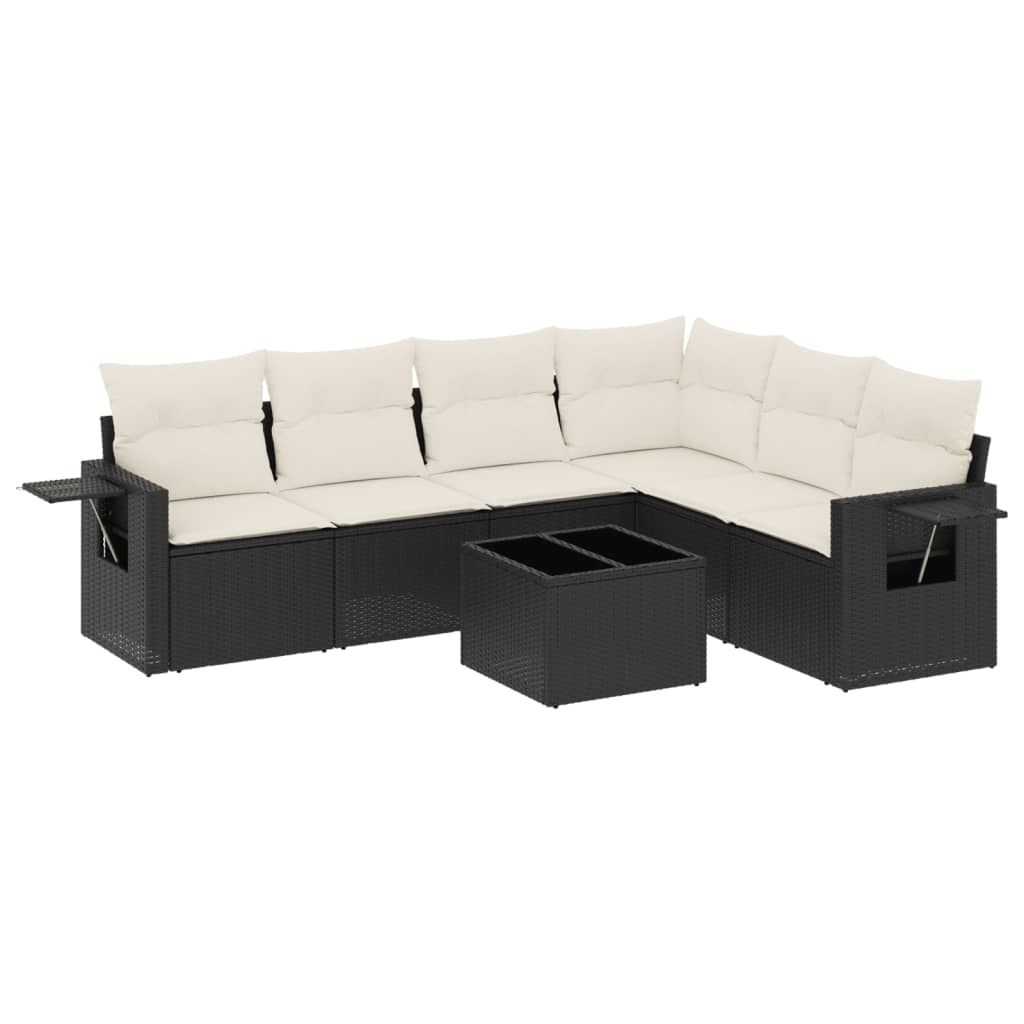 Garden Sofa Set Black poly rattan