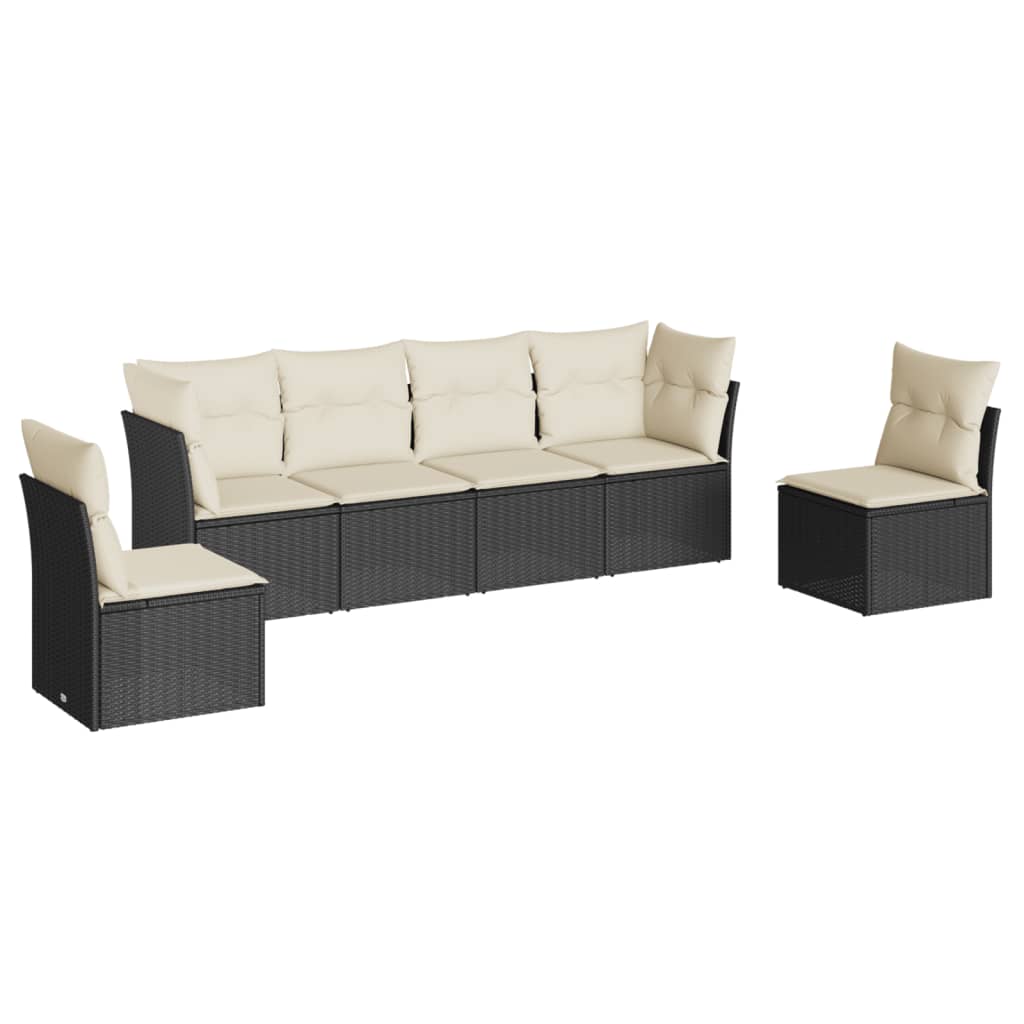 Garden Sofa Set Black Poly Rattan Large Adjustable Armrests