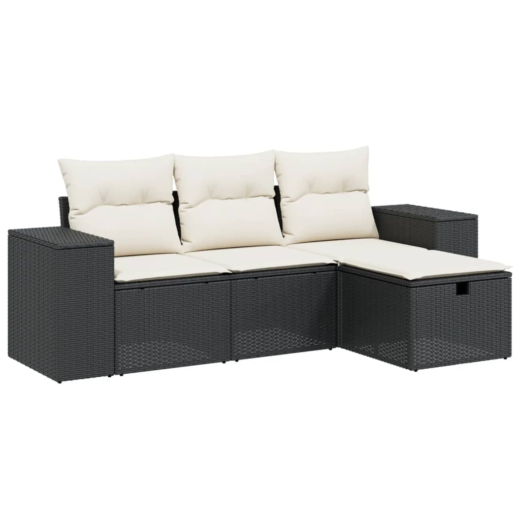 Garden Sofa Set Black Poly Rattan Large Durable Garden Sofa Set