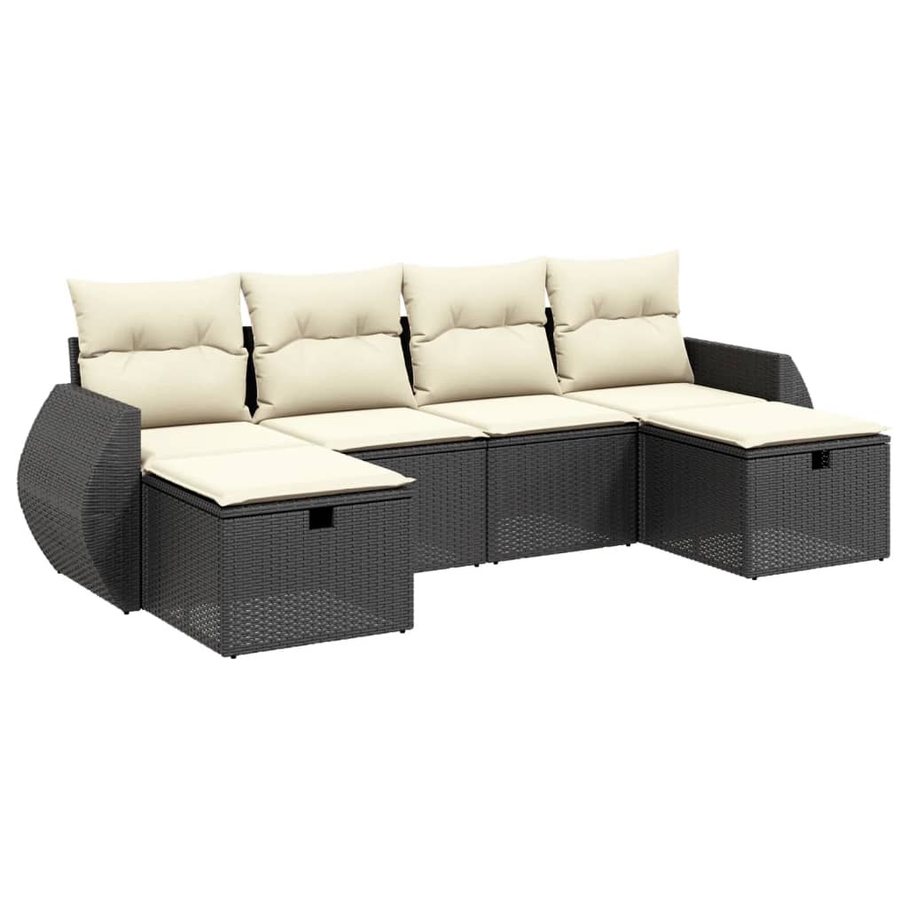 Garden Sofa Set Black Poly Rattan Large Modular